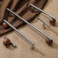 Furniture Hardware Nordic Art Handle/walnut Wood+Brass Handles and Knobs Drawer Pulls Kitchen Cabinet Knobs