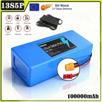 18650-Akkupack, geeignet für 500-1000W-Motor, 13S5P 48V 100000mAh wiederaufladbarer Lithium-Akku, integriertes intelligentes BMS