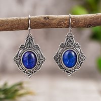 Huitan Charming Novel Drop Earrings Creative Vintage Blue Stone Ear Piercing Accessories Women’s Elegant Exquisite Party Jewelry