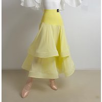Goose Yellow Viennese Waltz Dress High Quality Fishbone Ballroom Dance Standard Chiffon All Match Red White Skirt