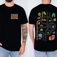 Summer Men's Dad Club Cartoon Car Racing Track Letter Printed Father Gift 100% Cotton Round Neck Short Sleeve Street T-shirt