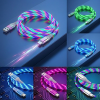 3A USB A to Type-C Fast Charging Cable Glowing LED Flowing Streamer Charger Cord For iPhone Xiaomi 10 14 Huawei P30 USB C Cable