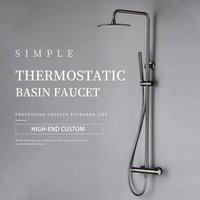 Brush Gold/Nickel/Grey/Black Wall-Mounted Thermostatic Valve System Brass Rain Faucet 8 - 10" Top Spray Head Bathroom Shower Set