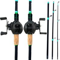 Beginner/Advanced Angler Fishing Tackle Combo 1.8/2.1m Lure Rod and 7.2:1 Gear Ratio Smooth Baitcasting Reel Max Drag 8KG Pesca