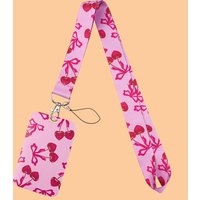 Sweet Cherry Lanyards For Keychain Kawaii Pink Pattern Neck Straps ID Card USB Badge Holder Hang Rope Accessories Gifts