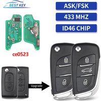 BEST KEY Modified Flip Remote Car Key ASK/FSK 433Mhz ID46 For Peugeot 207 308 307 407 607 807 For Citroen C2 C3 C4 Ce0523 23BT