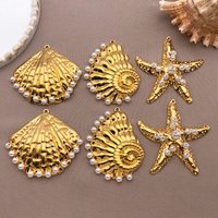 1pcs Stainless Steel Large Starfish Snail Conch Gold Charms For DIY Jewelry Makings Shell PendantsNecklace Jewelry Accessories
