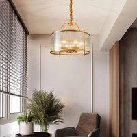 Modern Luxury Glass Chandelier Golden Copper Living Dining Bedroom Home Room Decor Ceiling Pendant Light Indoor LED Lamp Fixture