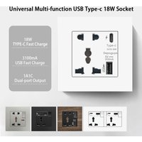 Universal 18W Type-C Quick charge 3/5-pin socket,Uk Wall Electrical Outlet with USB charger,White smart Double Power socket plug