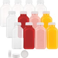 12pcs Juice Container with Caps, Clear & Empty Smoothie Bottle For Grab&Go Drink & Juicing Journey, Leak-Proof Containers