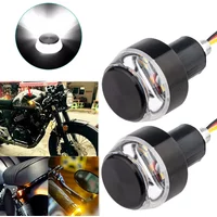 2pcs Handle Grip Bar Blinker Side Marker Lamp Lighting 12V Motorcycle LED Handlebar End Turn Signal Light White Yellow Flasher