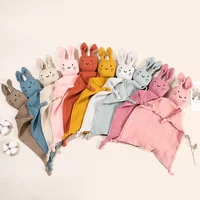 Baby Cotton Muslin Burp Cloth Cute Rabbit Doll Infant Comfortable Blanket Kids Sleep Appease Towel Toddler Saliva Scarf