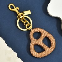 Personalized Water Diamond Alkali Water Bread Shaped Car Keychain Women's Light Luxury Biscuit Bag Pendant Decoration