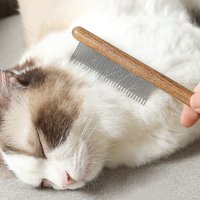 Katzenkamm aus Edelstahl Tierhaarentferner mit Holzgriff Katzenhaar-Kamm Tierpflege-Massagebürste Reinigungswerkzeug Haustierzubehör
