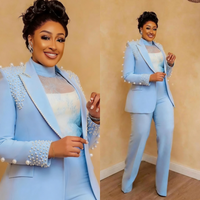Elegant Suits For Women 2 Pieces One Button Peaked Lapel Office Ladies Work Pearls Birthday Party Customized