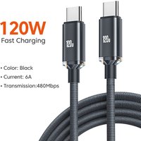 120W PD Type C Cable 0.25M/1M/1.5M/2M Quick Charge Phone Data Cord USB C Fast Charging Wire For iPhone 17 Xiaomi Samsung Huawei