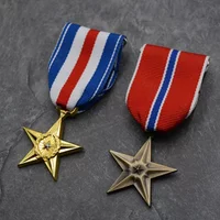 1Pc Random Style Copy US World War II Bronze Star/Silver Star Medal Badge Medal American Medal Collection Badge