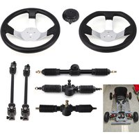 DIY Go Kart Front Steering Wheel Parts 300mm 320mm 420mm Power Steering Gear Rack Pinion 30T 14mm Steering Column U joints Shaft