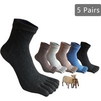 1/5 Pairs Wool Five Finger Short Socks Man Winter Solid Business Sweat-Absorbing Anti-Bacterial Breathable Warm Soft Toe Socks