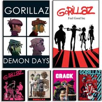 Rock Band Gorillaz Poster Mural For Living Room Bedroom Wall Office Wall Decor Gift For Friends Unframed