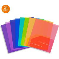Whonline 24 sztuki teczek na dokumenty z PP, format A4, z kieszeniami i uchwytami na karty, wielofunkcyjne przechowywanie dokumentów dla studentów, szkół, uczelni, do sortowania dokumentów.