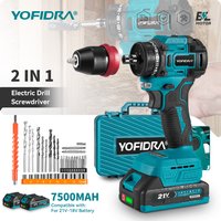 YOFIDRA 2-in-1 Bürstenloser Elektrischer Schraubendreher Hammer Kabelloser Bohrer Schlagbohrer Multifunktionales Elektrowerkzeug für Makita-Akku