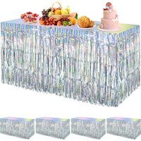 Beautiful Disposable Laser Rainbow Table Skirt Iridescent Party Decorations for Birthday Wedding Baby Show Holiday Disco Party
