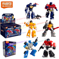 BLOKEES Transformers Shining Edition Series 2 Optimus Prime & Soundwave Deformation Robot Assembly Model Action Figure Toy Gift