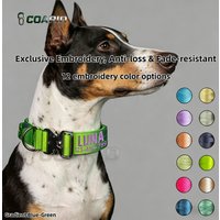 Custom Dog Collar Name Phone Embroidered, Gradient Anti-Lost Heavy Duty Knitted, Adjustable No Pull Pet Collar Medium Large