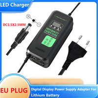 36V 42V / 48V 54.6V 2A /5A LED Charger For Lithium Battery Digital Display Power Supply Adapters Fast Charging With Cooling Fan