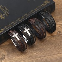 Trendy Leather Bracelets Men Steel Multilayer Braided Rope Bracelets For Male Bracelets Jewelry Pulsera Hombre