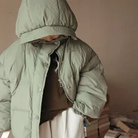 Childrens Korean Down Jacket Bread Jacket Autumn and Winter Boys' and Girls' Hooded Jacket White Duck Down Jackets