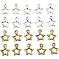 100pcs 12x9mm Small Star Charms Pendant Bronze Antique Silver Color Zinc Alloy DIY Jewelry Making Findings for Bracelet Necklace
