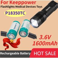 3.6V 1600mAh P18350TC Batteries Type-C Rechargeable Li-ion Battery for Keeppower Flashlights Medical Devices Toys Replaceable