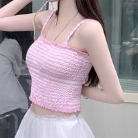 Summer Clothing for Women: Pink Striped Knitted Camisole, Short Tube Top for Summer, Suitable for Both Outer and Inner Wear, Sweet and Spicy Style