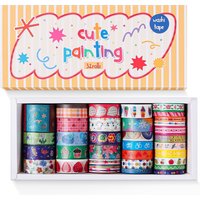 32 Rolls Washi Tape Set, Cute Graffiti Painting Decorative Tapes for DIY Scrapbooking Junk Journal Supplies for Women Girl
