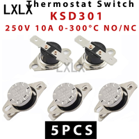 5PCS KSD301 Thermostat Switch 250V 10A NO/NC Thermal Protector Temperature Control Sensor for Heater Motor Appliance