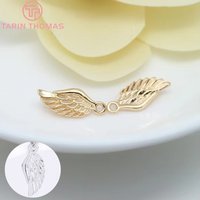 (583)10PCS 16x7MM 24K Champagne Gold Color Plated Brass Angel Wings Charms High Quality Diy Jewelry Accessories