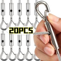 20/2Pcs Adjustable Spring Hooks for Picture Hanging Stainless Steel Ropes Curtain Hanging Clothes Tent Lock Hardware Supplies
