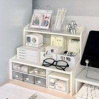 Student Desktop Organizer Multi-Function Bookshelf Cosmetic Stationery Storage Box Dormitory Space Saver Desk Arranger
