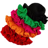 Handmade crocheted ruffled bamboo hat with ruffled edges and pullover hat, creative and fashionable fisherman hat