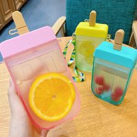 1pc Fashion creative straw plastic water cup heat-resistant 3D ice cream popsicle leak-proof and drop-proof cute portable strap