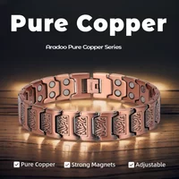 ARADOO Kupferarmband für Herren, 100 % reines Kupfer, magnetische Gliederarmbänder, Schmuckgeschenk mit verstellbarem Größenwerkzeug