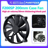 Phanteks F200SP Case Fan 200mm High-volume Black Chassis Cooling fan 4PIN 30mm Thickened Quiet Cooler pc cpu Cooling Fan