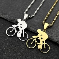 Bicycle Road Pendant Necklace for Men Stainless Steel Gold Color Sports Style Chain Jewelry Gifts accesorios para hombre kette