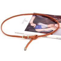 1spc Women's woven no punching needle buckle retro casual thin waist belt waist rope decoration dress shirt small belt