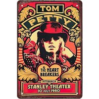 KOQSNUS Vintage Tom Petty Music Poster: Metal Plaque Tin Sign for Bars, Cafes, and Homes. Retro Wall Art Decoration