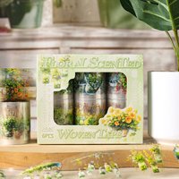 Floral PET Sticker Tape Roll Set, 6 Rolls Waterproof Decorative Tape for Scrapbook Journaling DIY Craft Scenic Decoration