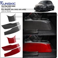 Real Soft Carbon Fiber For Fiat 500/500C 2016 2018 2019-2026 Abarth 595/695/695C Car Gear Shift Handbrake Side Panel Sticker