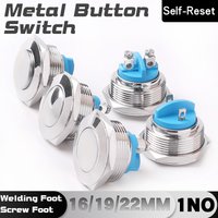 16MM 19MM 22MM Metal Button Switch Screw/Welding Foot High/Flat/Ball Head 1NO Momentary Waterproof Switch